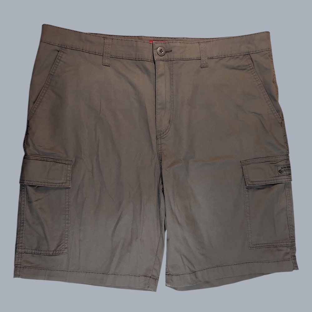 Unionbay Men's Size 40 Gray Flex Waist Stretch Twill Cargo Shorts Exc Condition